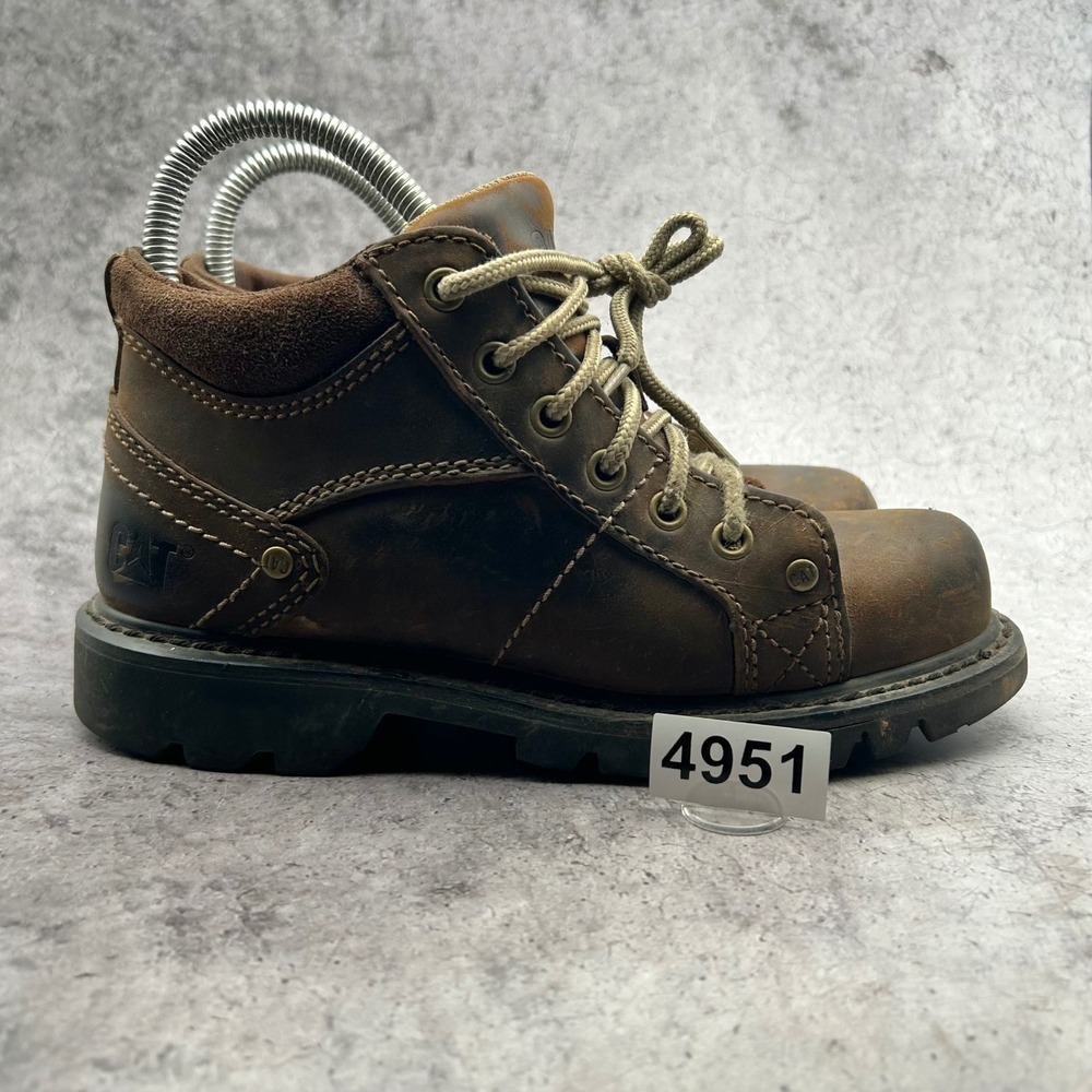 CAT Caterpillar Ankle Boots Women 6.5 Brown Leather Lace Up Work P85024